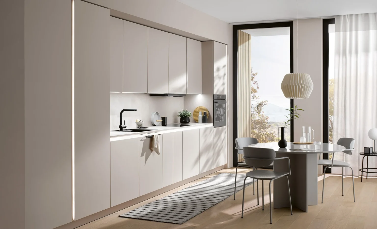 Burger Küchen Bernau – moderne helle Holzküche mit Kochinsel in hellem Design